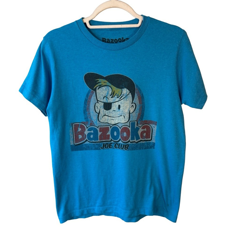Bazooka Joe Club Blue Graphic Tee Size S Y2K Retro Streetwear Casual Nostalgic